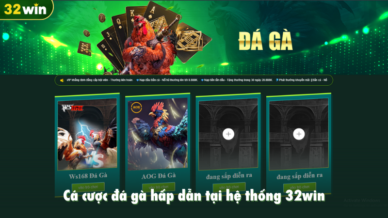 Cá cược đá gà hấp dẫn tại hệ thống 32win