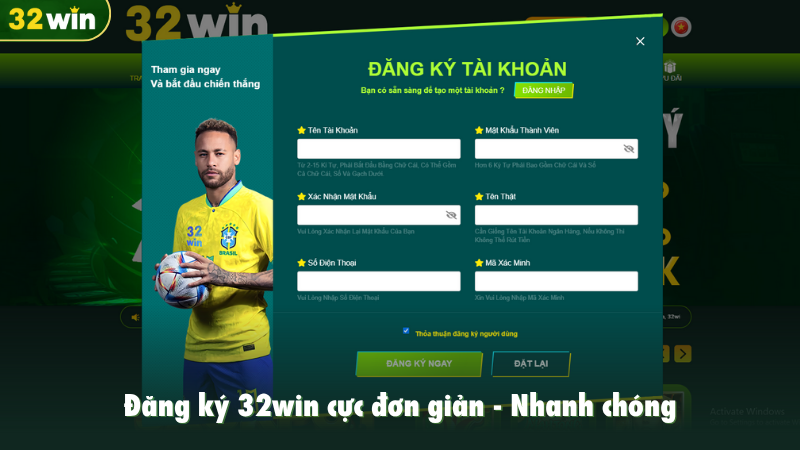 Đăng ký 32win cực đơn giản, nhanh chóng